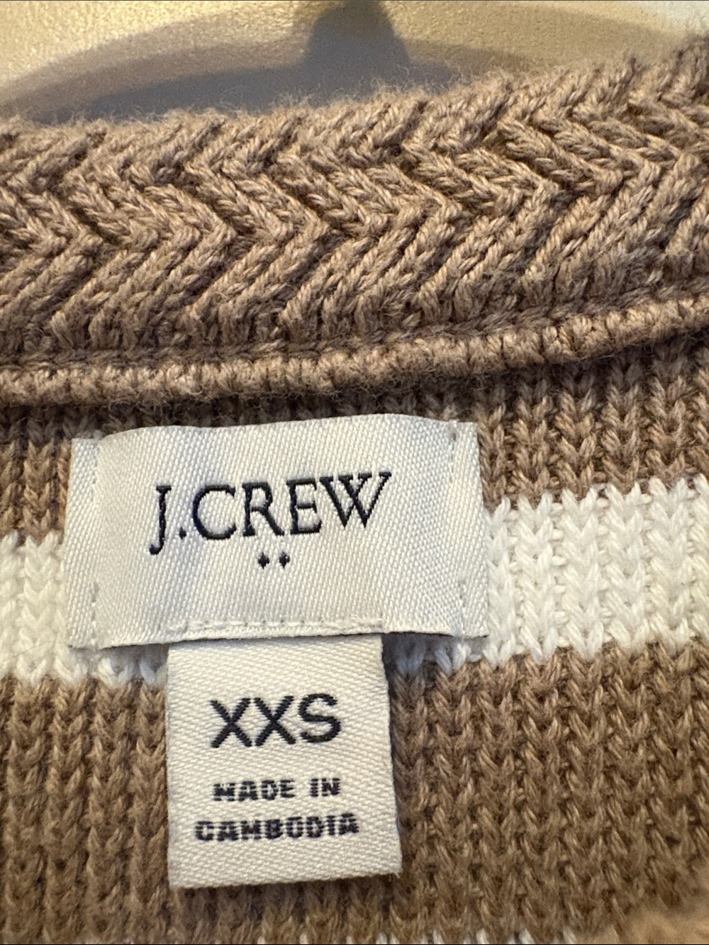 J. Crew Striped Knit Cardigan in Cream and Tan Size XXS Preppy Quiet Luxury - Picture 2 of 8